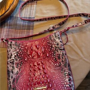 Elegant Brahmin Red Crocodile Pattern Crossbody Bag NWOT